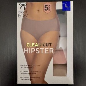 Black Bow Women's 5-Pack Clean-Cut Hipster Slips Panties